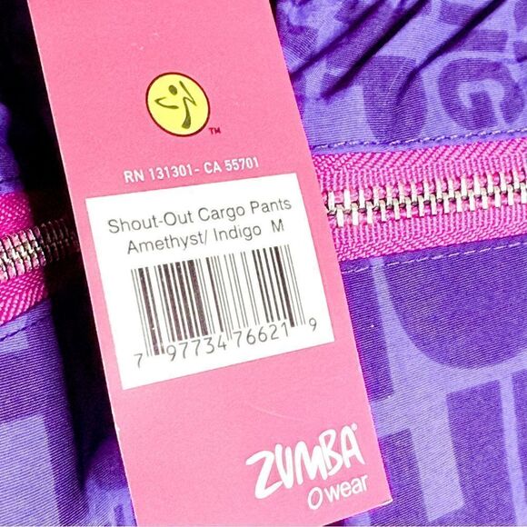 Zumba Women's Shout-Out Cargo Pants Amethyst Indigo Dance Fitness - Picture 8 of 10